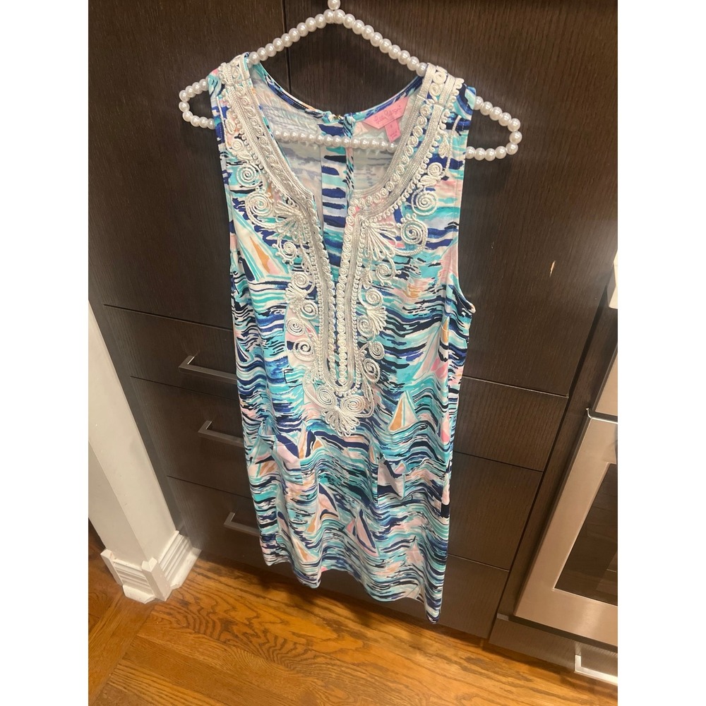 Lilly Pulitzer Carlotta Stretch Shift Dress in the Pier Pressure print women' 6
